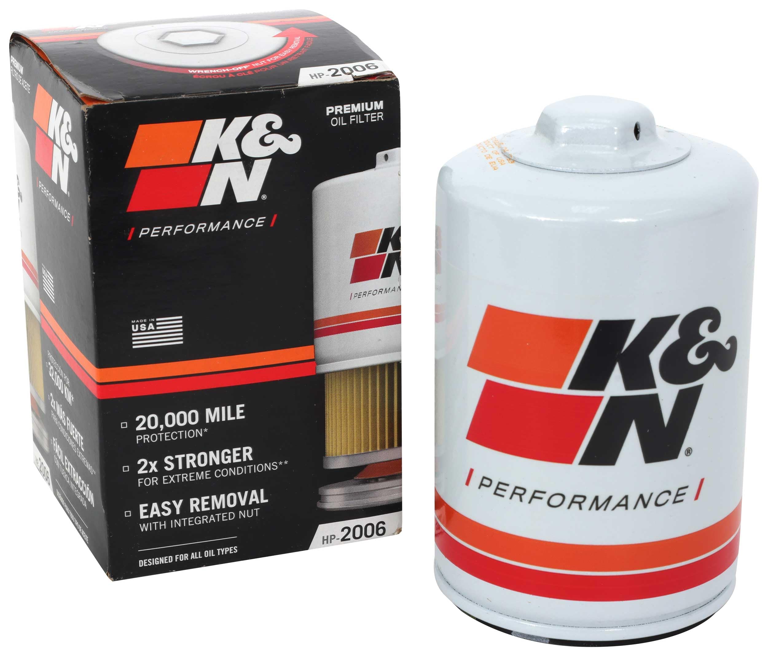 K&N Oil Filter: 20,000 Mile Engine Protection with Wrench Off Nut, HP-2006 | Com
