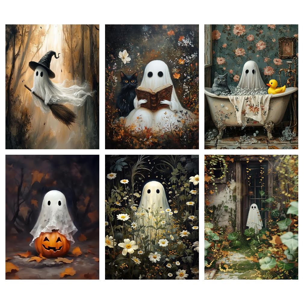 Canrichshop 6 Packs Halloween 5D Diamond Art Painting Kits for Adults,Ghost Diam