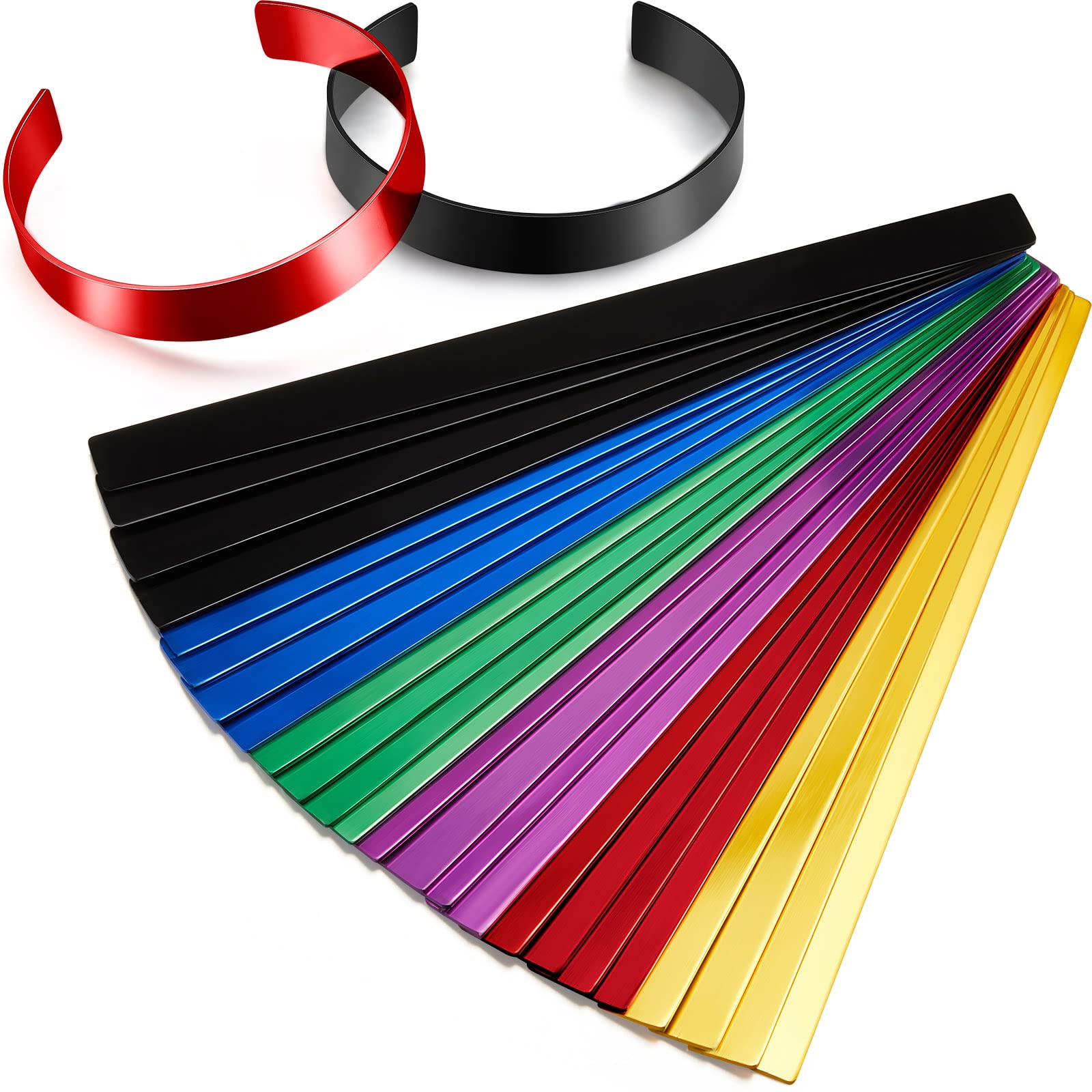 Lewtemi 24 Pcs Anodized Aluminum Bracelet Blanks Metal Stamping 6 Colors | Engra