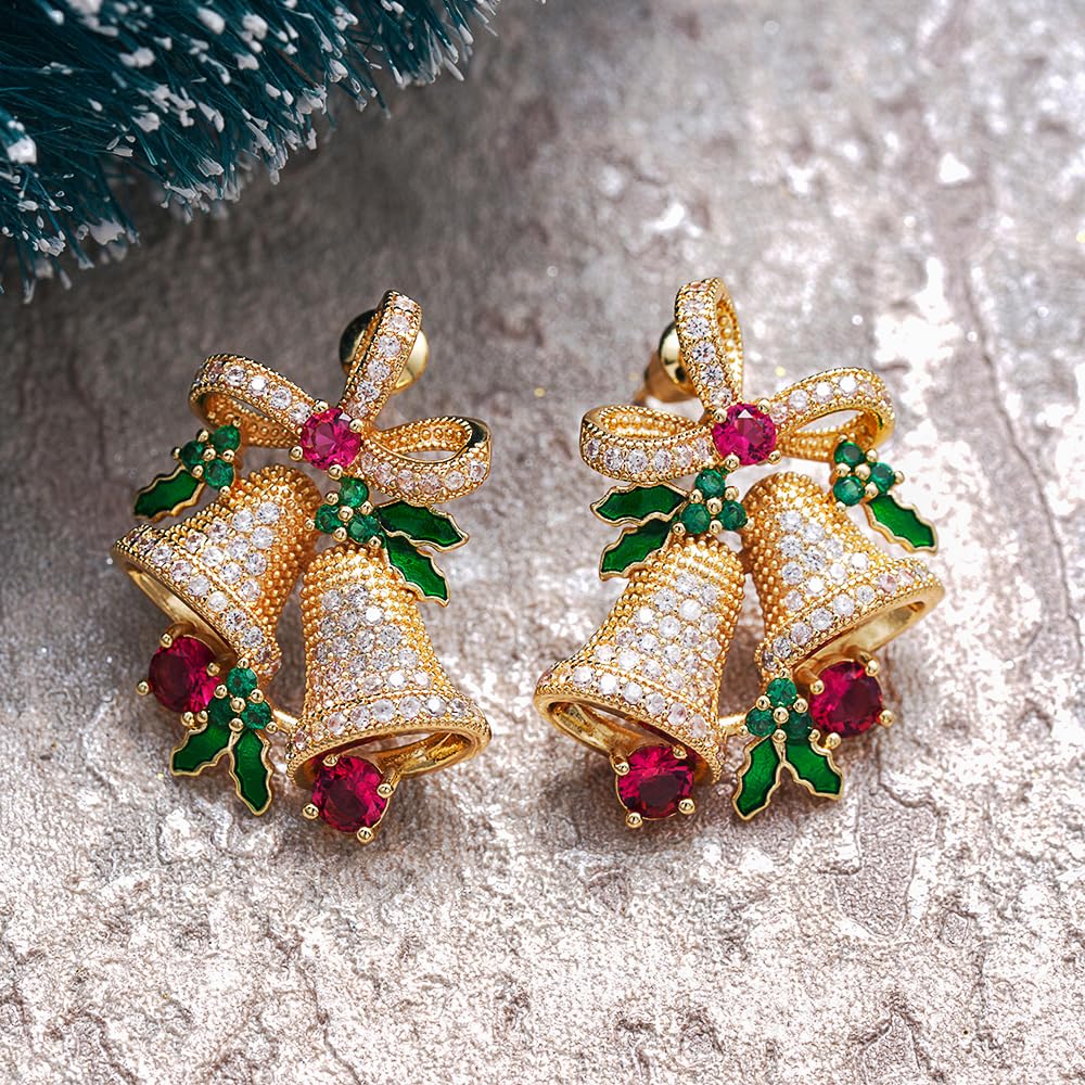 Christmas Bell Dangle Earrings for Women Cute Jewelry with Charms
