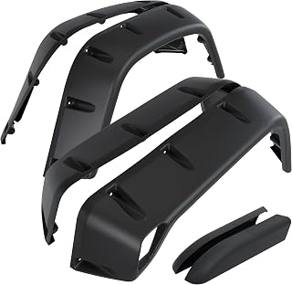 ALMULOO Fender Flares Compatible with 1997-2006 Jeep Wrangler TJ LJ | Compatible with 1997-2006 Jeep Wrangler TJ 2004-2006 Wrangler LJ, Smooth Pocket-Riveted Extended Style Wheel Protector