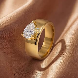 Minimalist Teardrop Diamond Ring Jewelry Handmade Simple Ring for Women Wedding Date Christmas Gift Slim