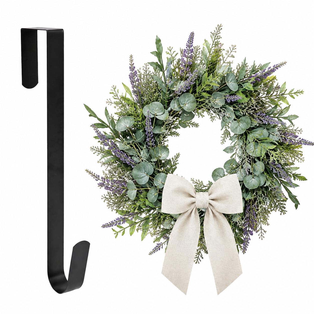 Sattiyrch 15" Wreath Hanger for Front Door, Over the Door Wreath Hook | No drill