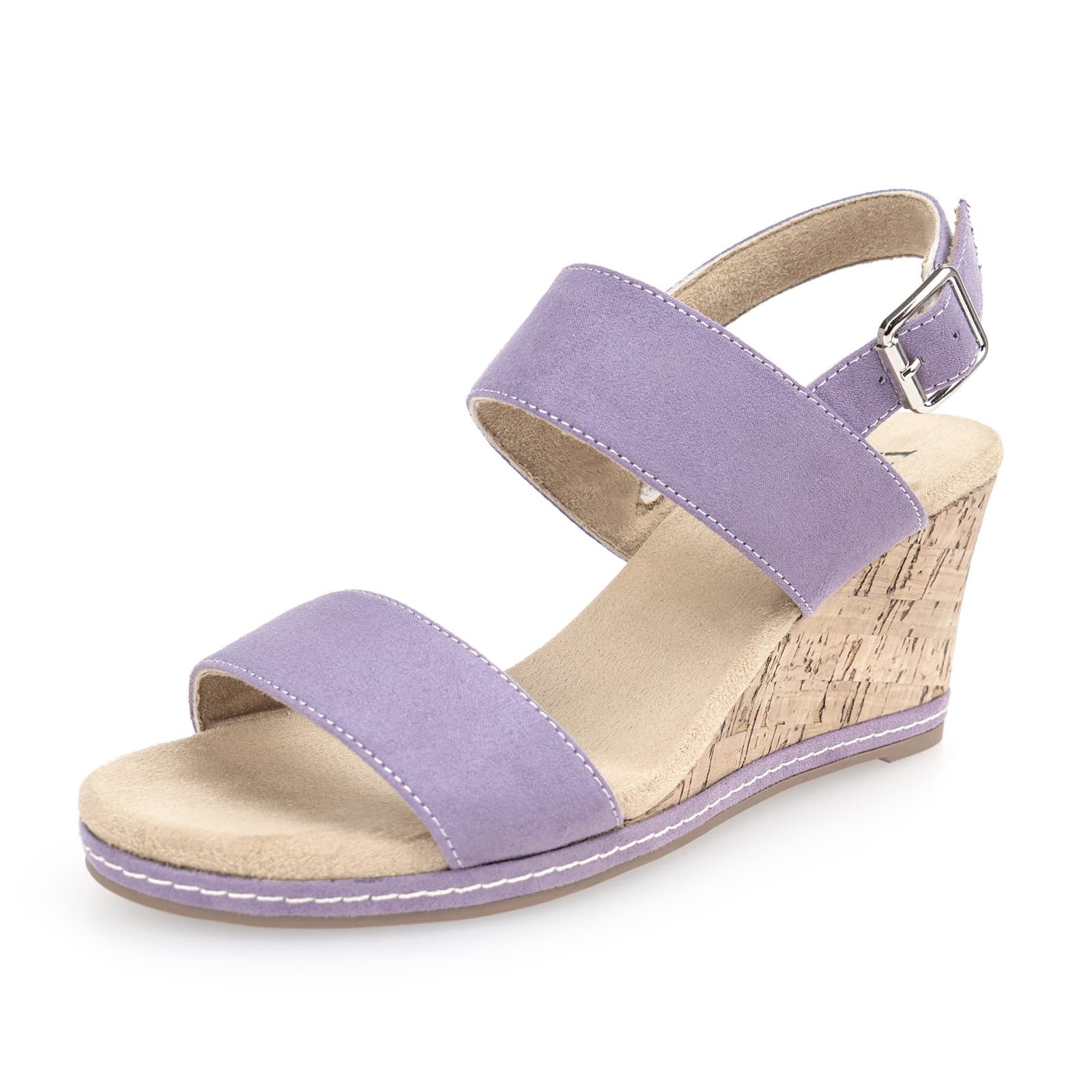 VJH confort Women's Wedge Sandals Buckle Straps Cork Platform Comfort Slingback 