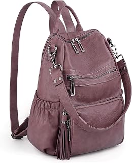 UTO Women Backpack Purse PU Washed Leather Convertible Ladies Rucksack