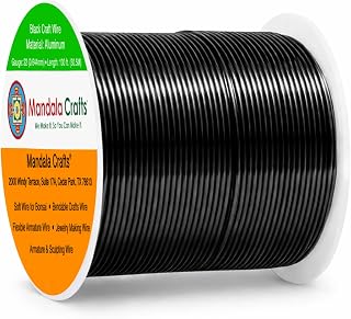 Mandala Crafts 22 Gauge Black Anodized Aluminum Craft Wire, 100 FT | Colored, Flexible, Bendable, for Bonsai, Armature, Sculpting, Wire Wrapping, Jewelry Making, Weather & Tarnish Resistant