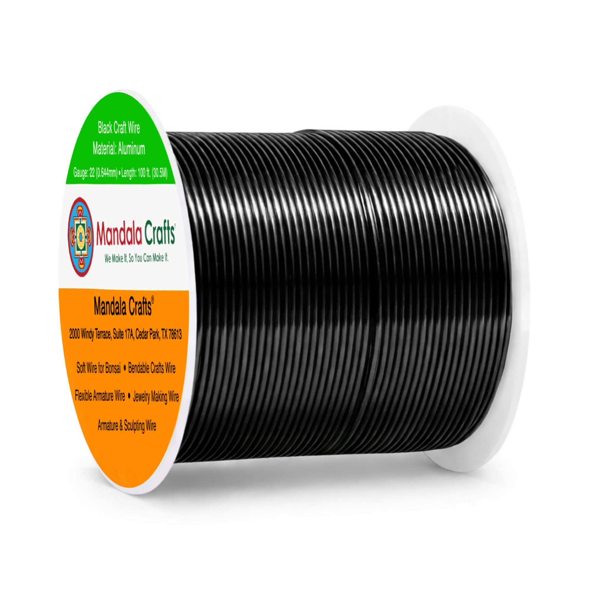Mandala Crafts 22 Gauge Black Anodized Aluminum Craft Wire, 100 FT | Colored, Fl