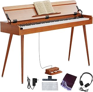 KUMENG Digital Piano 88 Key Weighted Keyboard Full-Size Desk Electric Piano | Progressive Hammer-Action For Beginner Sheet Music Stand, Pedal, Power Adapter, Headphone Mode, USB-MIDI