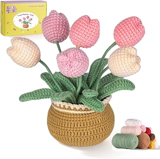LUDOTEK Crochet Kit for Beginners, Crochet Plant Kit,Knitting Kit (Tulip) | Beginner Crochet Kit, Crochet Flower Kit with Step-By-Step Video Tutorials, Beginner Crochet Kit for Adults