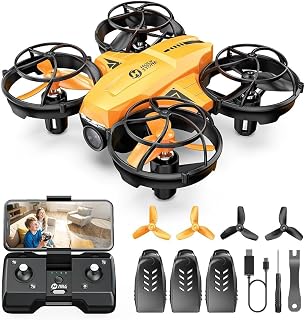 Holy Stone HS420 Drones for Kids, Mini FPV RC Drone with 1080P Camera | Yellow, Kids Drone, 3 Batteries, Gesture Selfie, Toss to Launch, Altitude Hold, Headless Mode, 3D Flips, Circle Fly