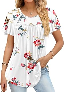 Anymiss 2025 Women's Summer Casual Elegant Short Sleeve Loose Fit Tunic Top Size M-3XL