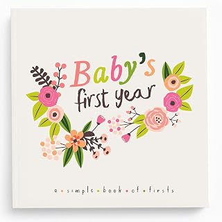 Baby Girl Memory Book - First Year Milestone Keepsake Journal &amp; Photo Album with Birthday Pages to Age 5, 48 Guided Pages, Floral Hardcover | Lucy Darling Little Artist
