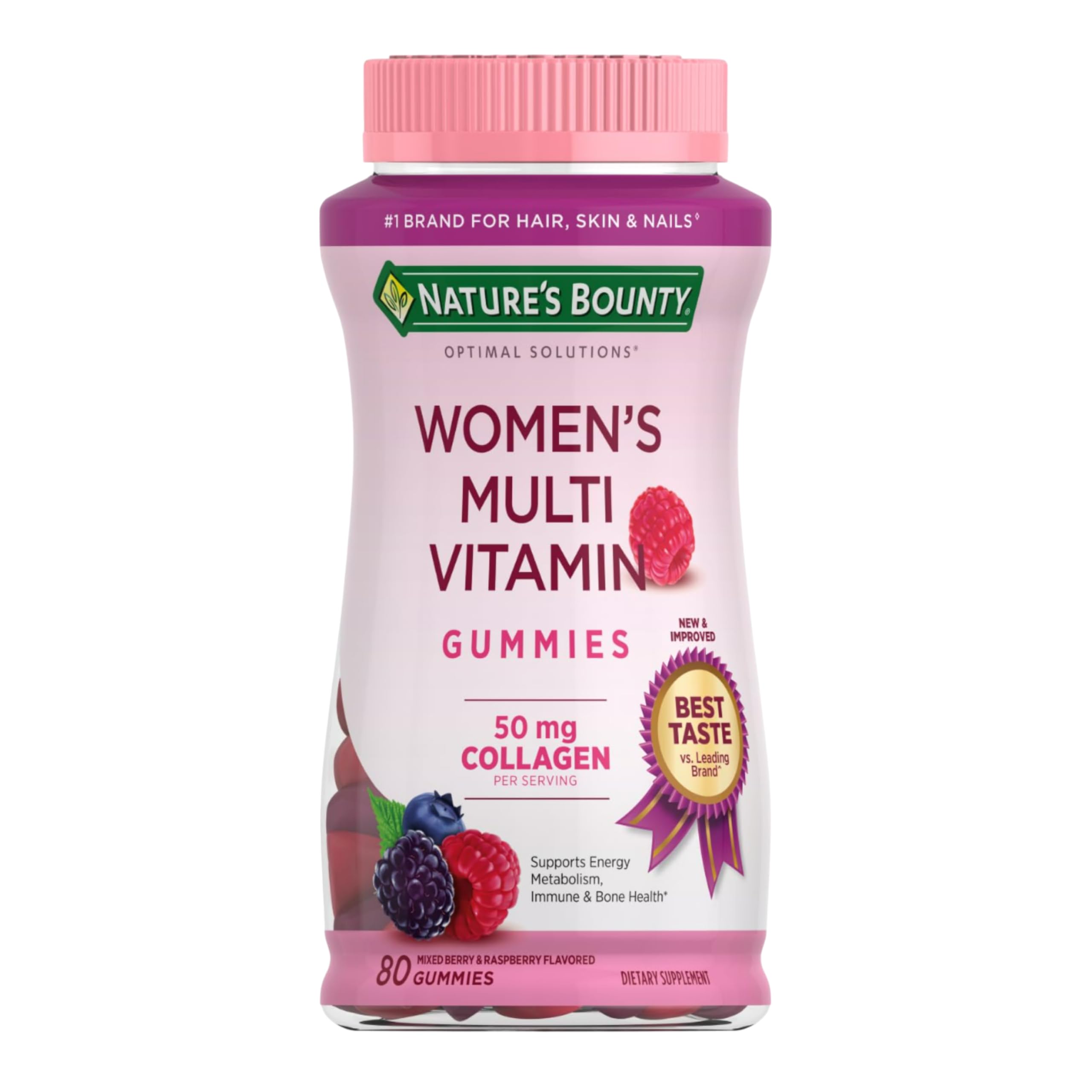 Nature's Bounty Optimal Solutions Women's Multivitamin, Raspberry, 80 Count