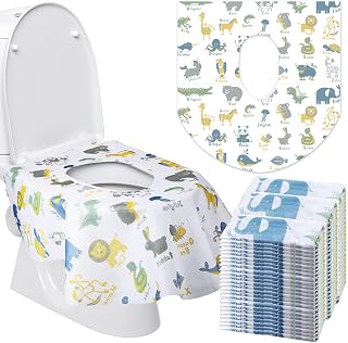 50 Packs Extra Large Disposable Toilet Seat Covers for Kids Adult, Animal | Individually Wrapped, Portable, Non Slip Waterproof, Potty Seat Covers for Toddlers, Potty Training, Travel