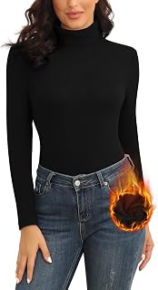 WOWENY Thermal Top Women's Turtleneck Pullover Fleece Turtleneck Shirt Long Sleeve Thermal Underwear Extra Warm Undershirt Long Sleeve Shirt Lightweight Ski Underwear Hiking Shirt