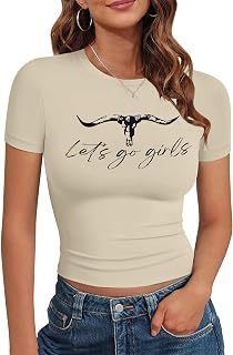 Western Shirts for Women Cowgirl Tshirt Cowboy Country Concert Outfits Summer Slim Shirt Sexy Crop Tops for Girls