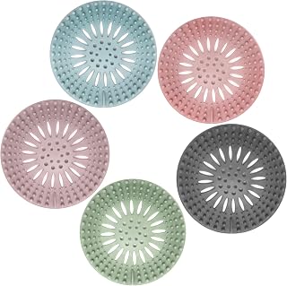 Gotega 5 Pack Sink Drain Strainer, Hair Catcher for Bathroom Tub Shower | Multiple color shower drain covers protector, flexible TPR material, hair trap garbage disposal parts, easy to clean