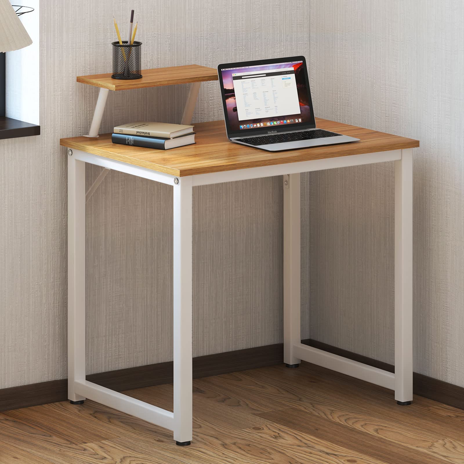 SogesHome Computer Desk Small Office Table 80cm Desk with Display Stand for Home
