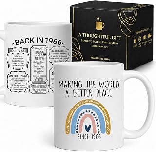 60th Birthday Gifts for Women, 60th Birthday Decorations for Her - 60 Year Old Funny, Cool Unique Present Gift Ideas, Happy Best Friend Woman Female Daughter Sister Wife Sixty Back in 1966 Mug Cup