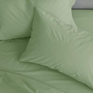 Catherine Lansfield Easy Iron Percale Standard Pillowcase Pair Sage Green