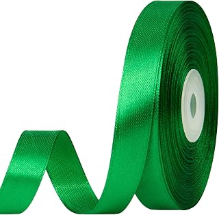 1/2 Inch 50 Yards Emerald Green Satin Ribbon, Ribbon Roll for Flower Bouquets, Gift Wrapping, Wedding, Handmade Crafts