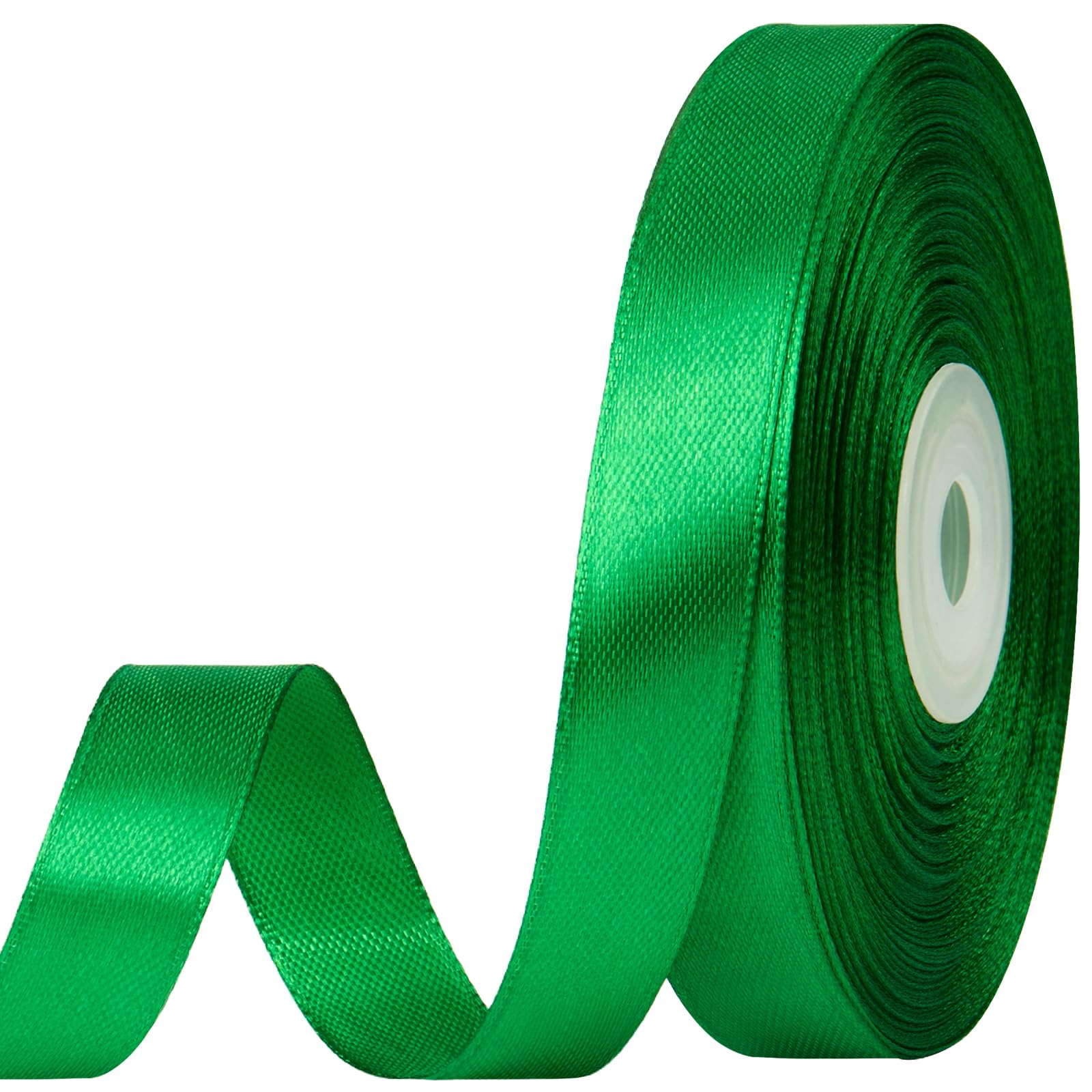 1/2 Inch 50 Yards Emerald Green Satin Ribbon, Ribbon Roll for Flower Bouquets, G