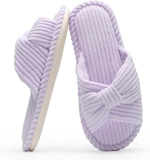 Chantomoo Ladies Memory Foam Slippers Home Bedroom Bathroom Open Toe Corduroy Slippers Non-Slip Cozy Comfortable
