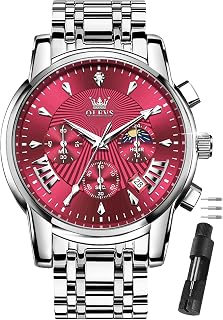 OLEVS Watches for Men Luxury Dress Stainless Steel Waterproof Chronograph