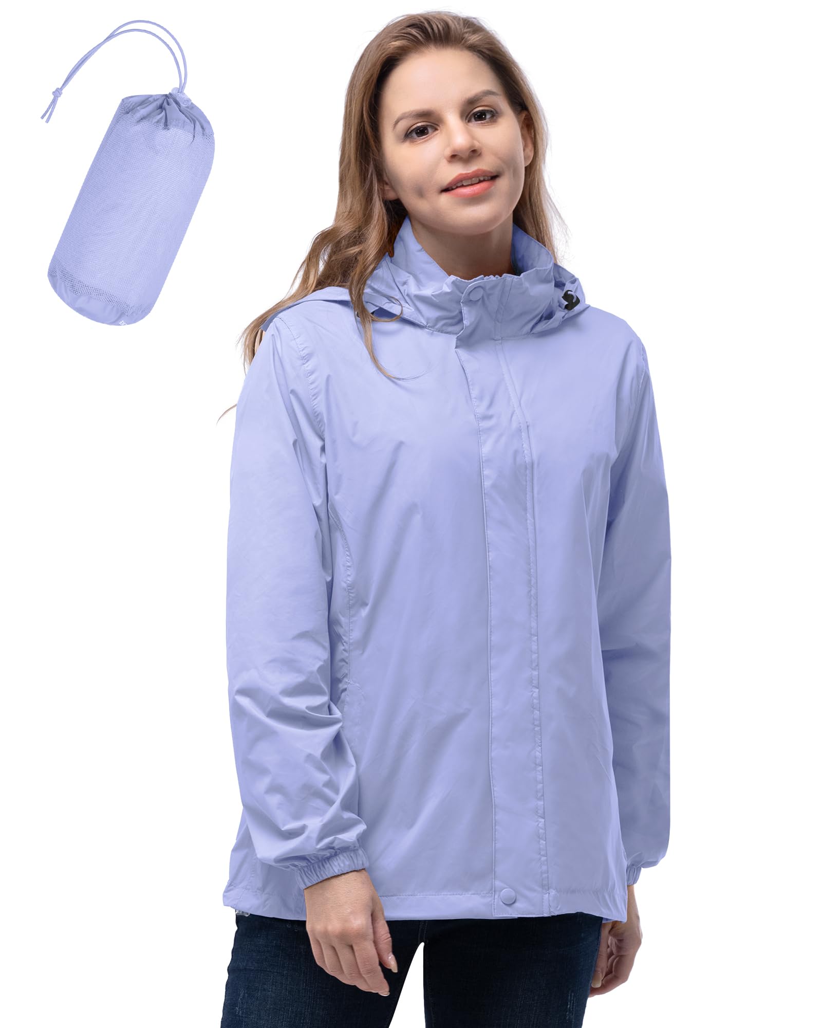 33,000ft Waterproof Packable Rain Jacket for Women with Hood Lightweight Breatha