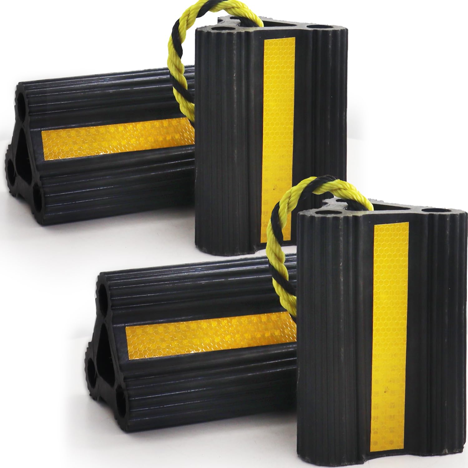 WECARLLE Wheel Chock for RV Trailer Camper Truck Car 2pair 4pack with Rope | Ver