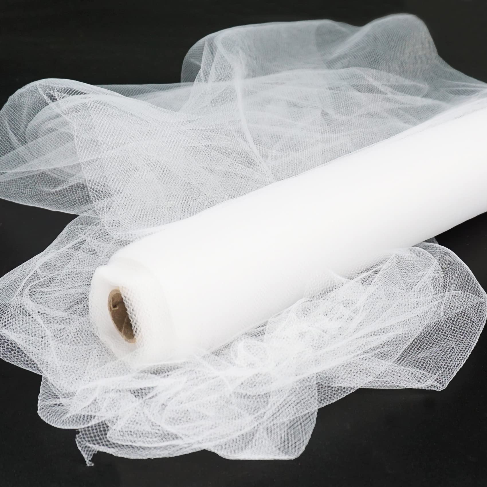 White Tulle Fabric Rolls 54 Inch 10 Yards Tulle Ribbon Spool Bolt | 30-ft Sheer 