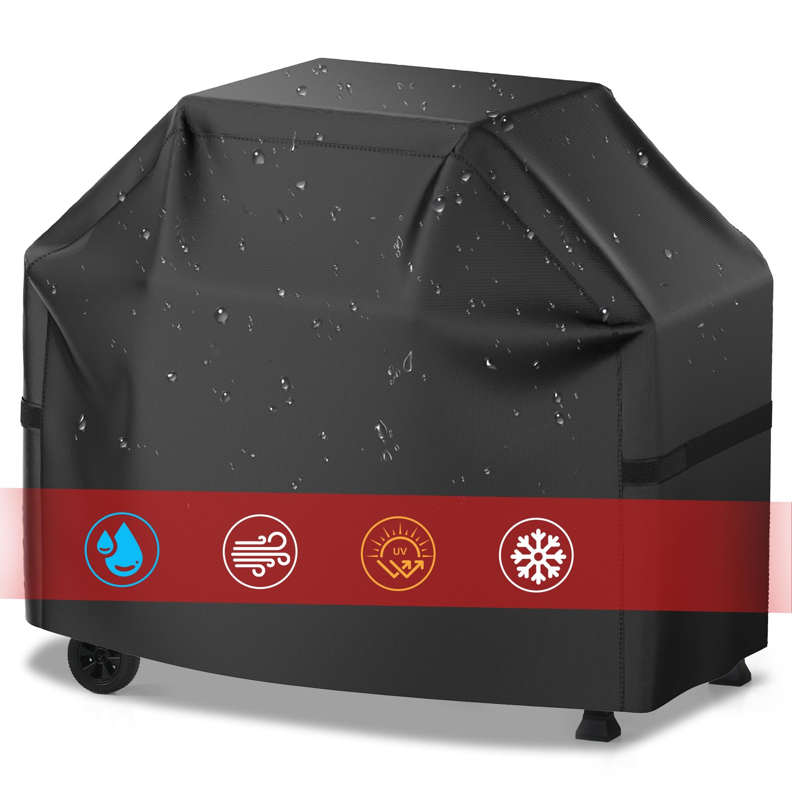 Grill Cover, 58 inch BBQ Gas Grill Cover for Outdoor Grill, Waterproof, Anti-UV,