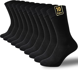 VoJoPi Mens Cotton Socks 5/10 Pairs, Breathable Crew Dress Socks
