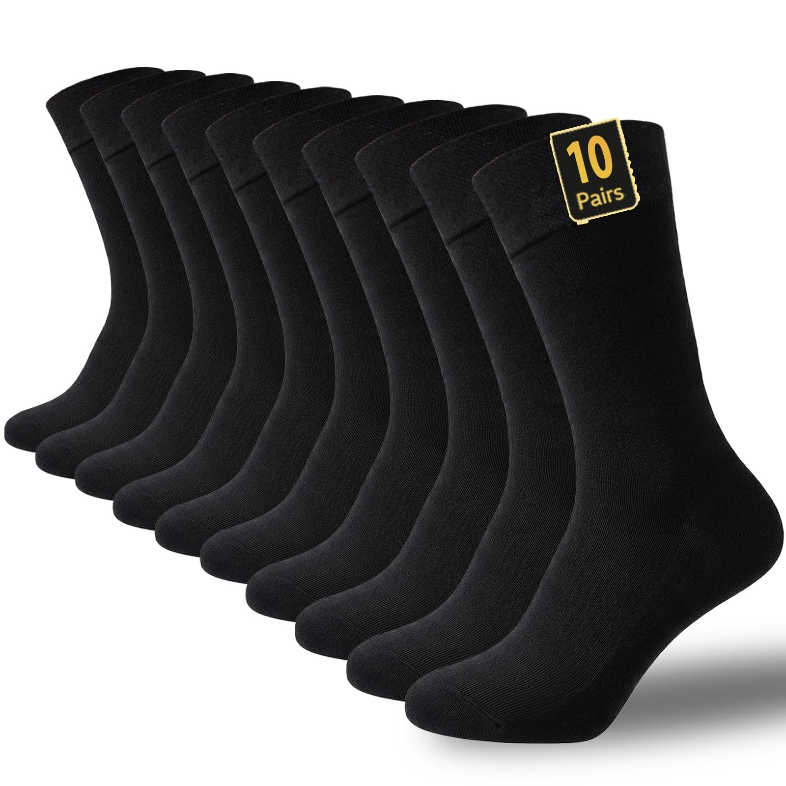 VoJoPi Mens Cotton Socks 5/10 Pairs, Breathable Crew Dress Socks