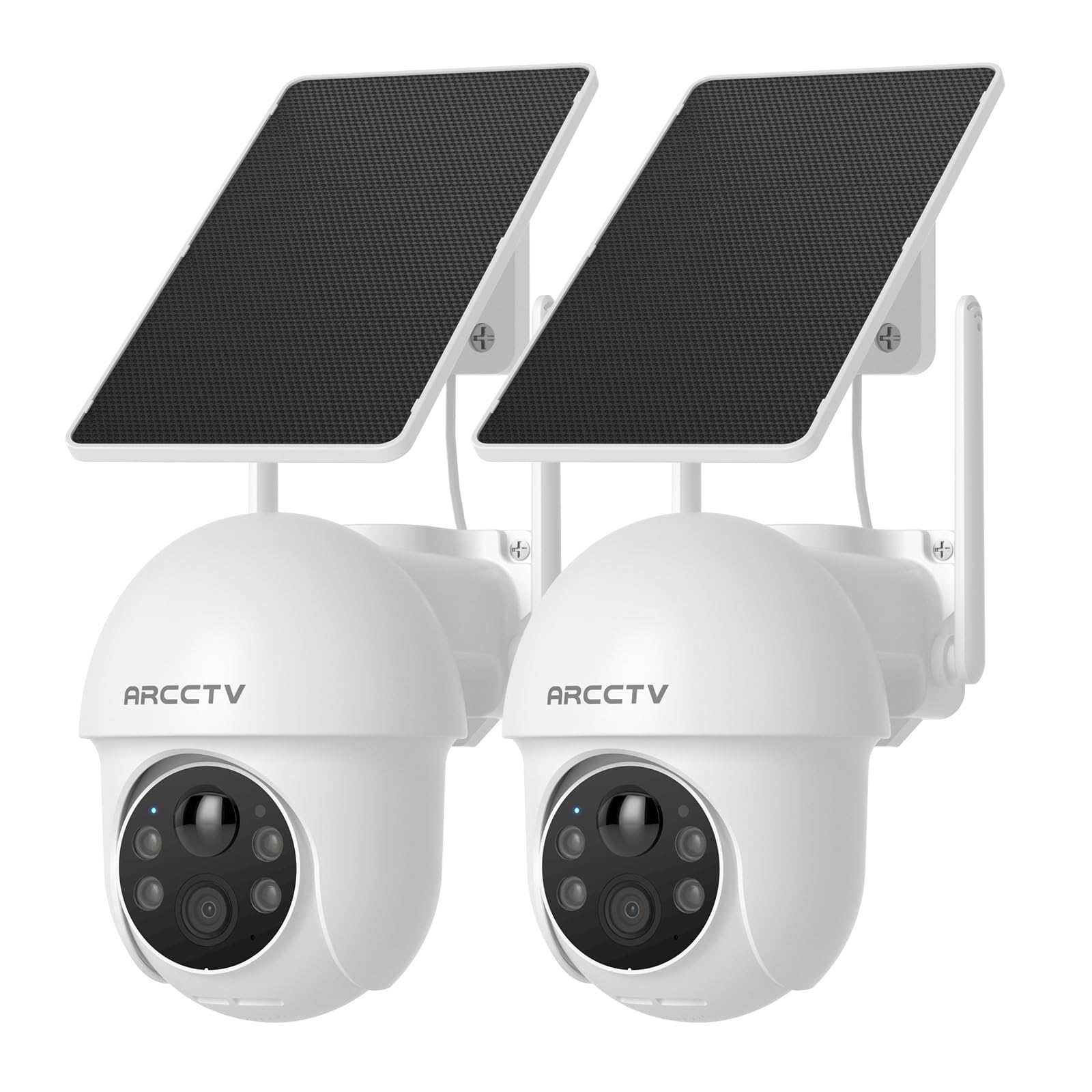 ARCCTV Solar Security Cameras Wireless Outdoor, 2 Pack | 4MP 2.5K HD, 360° View,