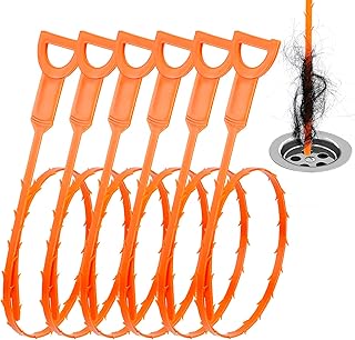 DrSnake Drain Snake Hair Clog Remover, 25-Inch Drain Cleaner Tool, 6 Pack | Flexible Plastic Drain Snake Hair Drain Clog Remover & Snake Drain Hair Removal Tool for Sink, Shower & Tub, No Chemicals