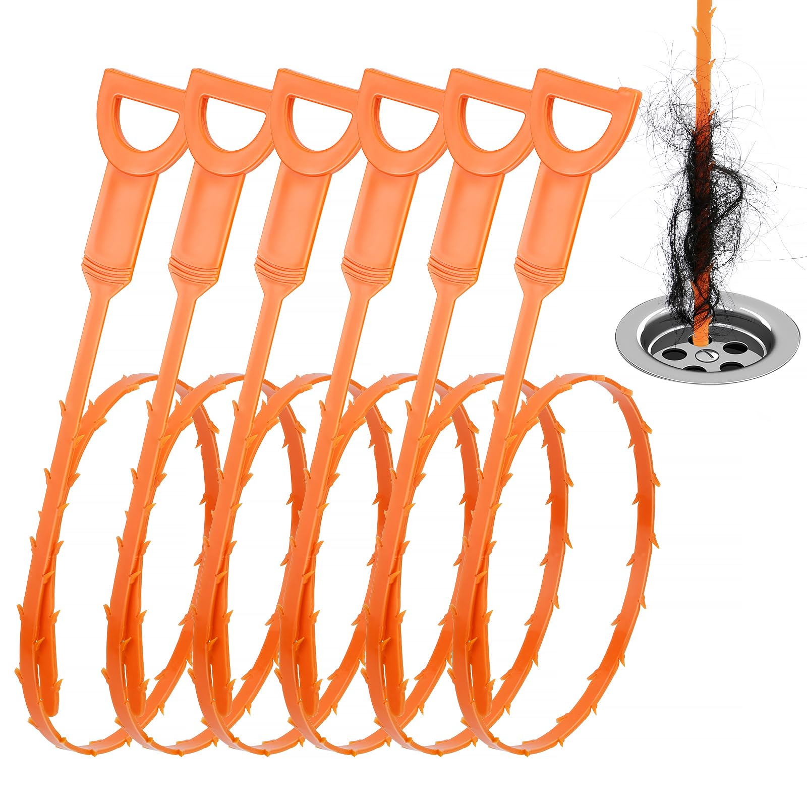 DrSnake Drain Snake Hair Clog Remover, 25-Inch Drain Cleaner Tool, 6 Pack | Flex