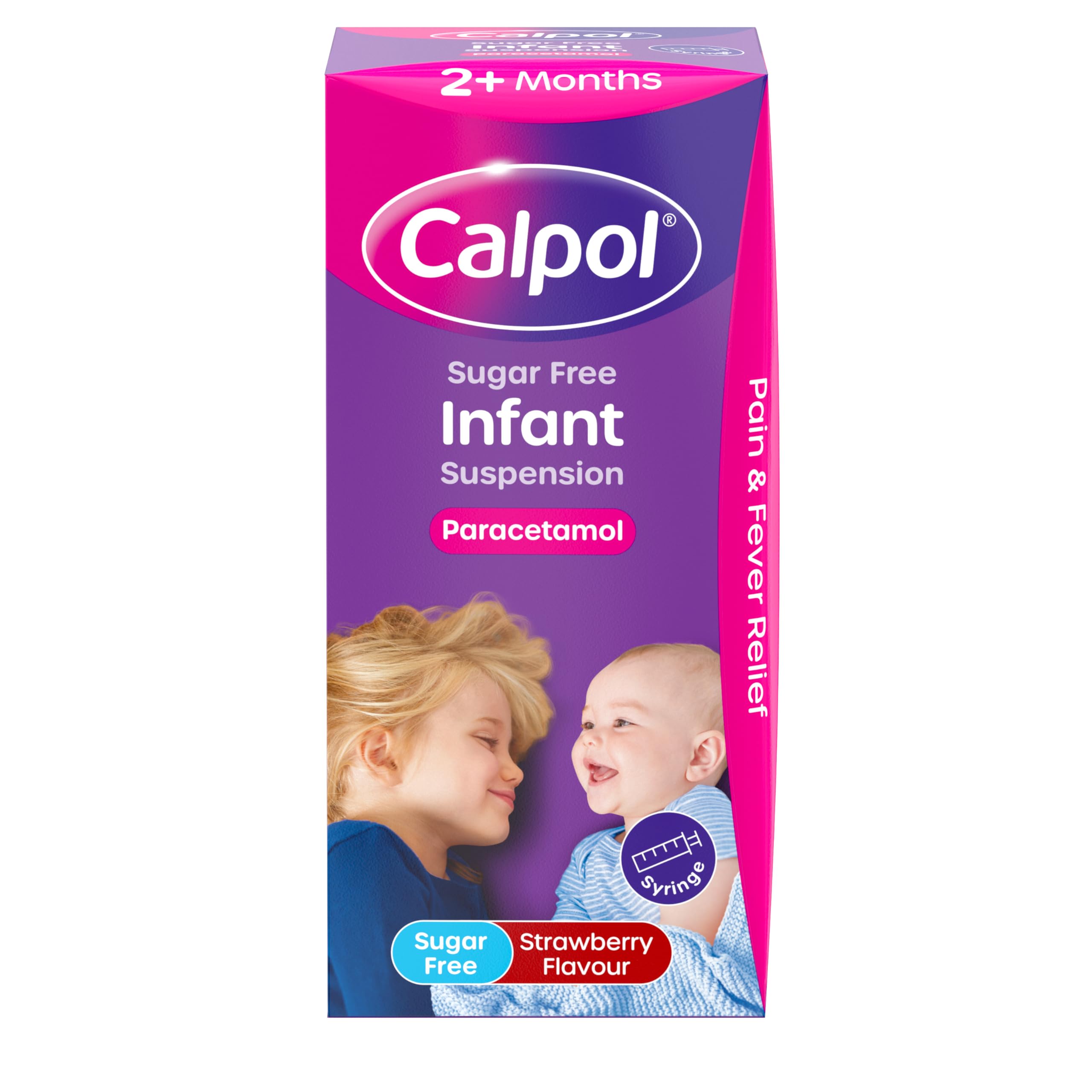 Calpol Sugar-Free Infant Suspension Paracetamol (1 x 100ml) | Strawberry Flavour