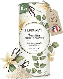 Herb &amp; Root Talc Free Body Dusting Powders. Rose, Vanila, Sandalwood, Lavender, Jasmine, and Gift Sets (Full Size, Vanilla)