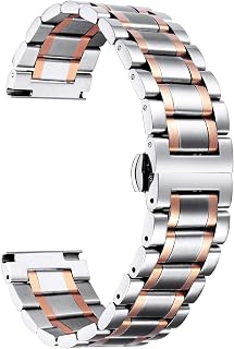 BINLUN Stainless Steel Watch Bands 12mm-24mm Replacement Smart Watch Straps with Straight&Curved Ends Universal fit for Samsung Galaxy Watch 6/5/4/3,Fit for Garmin Watch Women/Men