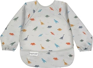 Tiny Twinkle Long Sleeve Bib for Babies &amp; Toddlers | Waterproof Smock Bib for Eating | Machine Washable &amp; Mess-Proof Feeding Essentials | Newborn Shower Gift (Dinosaur, 6–24M)
