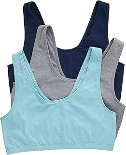 Hanes Bralette Pack, Cotton Scoopneck Bralette, Low-Impact Sports Bra, 3-Pack Women's Bra (Pack of 3)