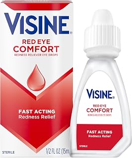 Visine Red Eye Comfort Redness Relief Eye Drops, 0.5 fl. oz | Works Fast, Immediate & Essential Relief, Refreshing Feel, For Minor Irritations & Computer Use