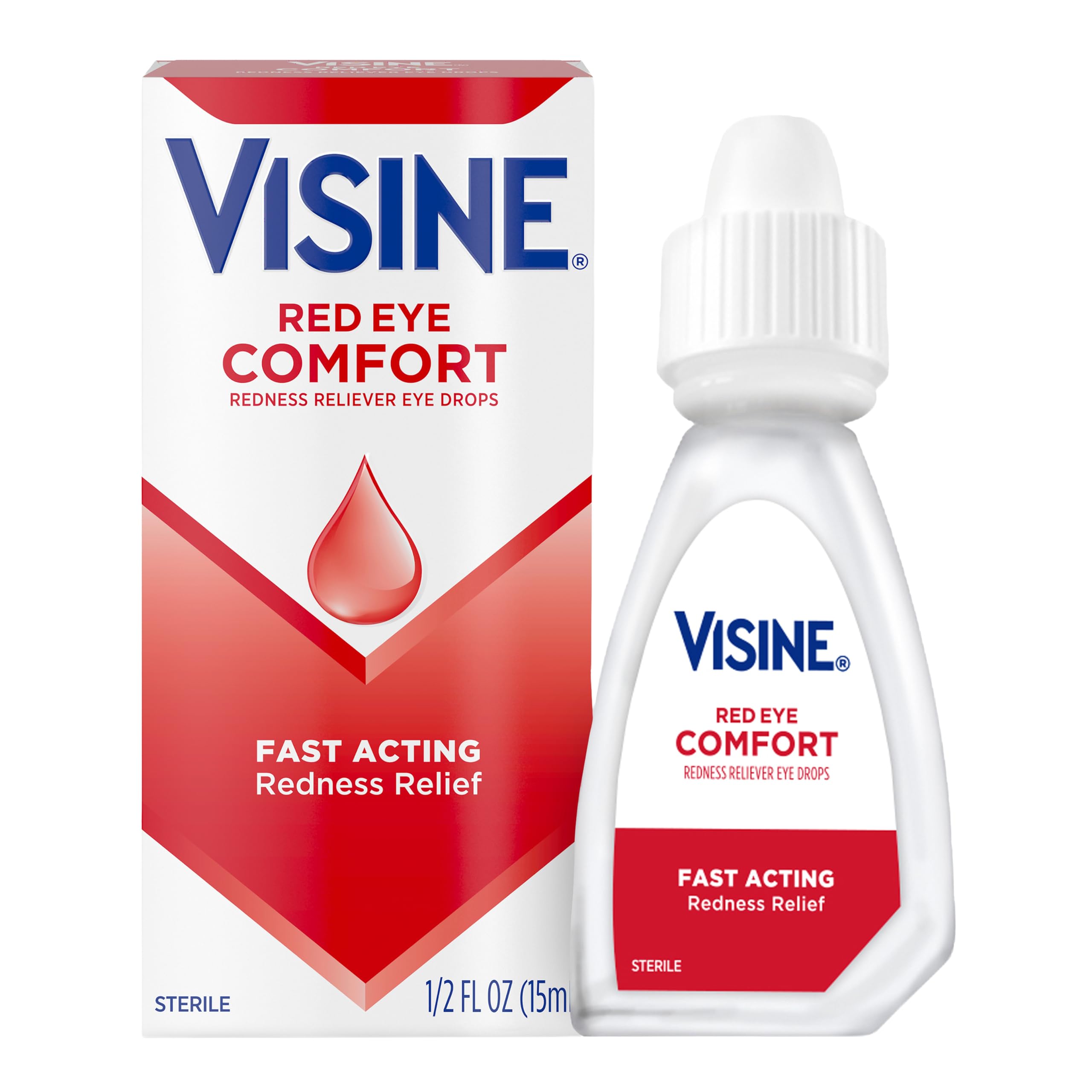 Visine Red Eye Comfort Redness Relief Eye Drops, 0.5 fl. oz | Works Fast, Immedi