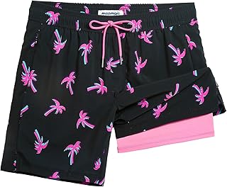 maamgic Men's Slim Fit 7 Inch Quick Dry Swimming Trunks with Mesh Lining