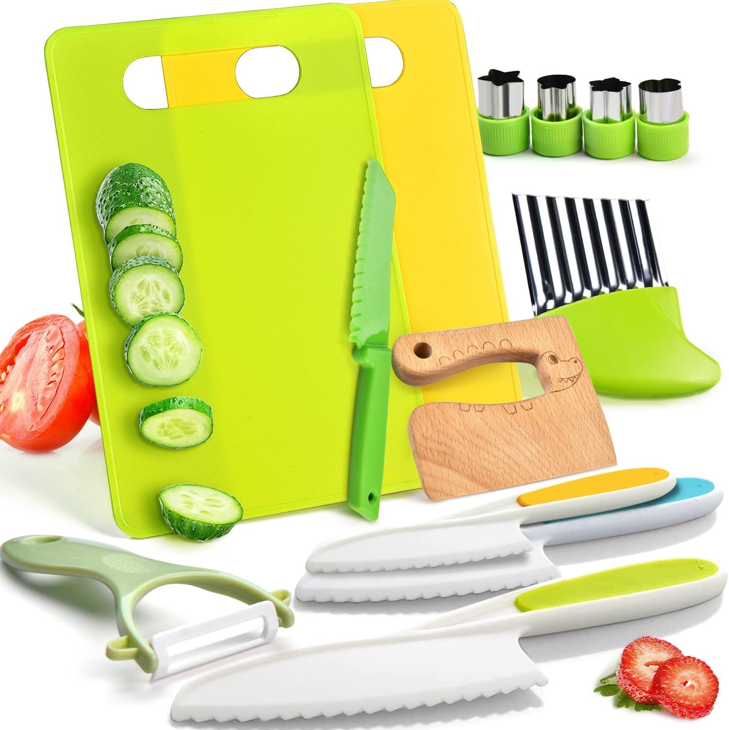 Montessori Kitchen Tools for Toddlers-Kids Cooking Sets Real-Toddler Safe Knives