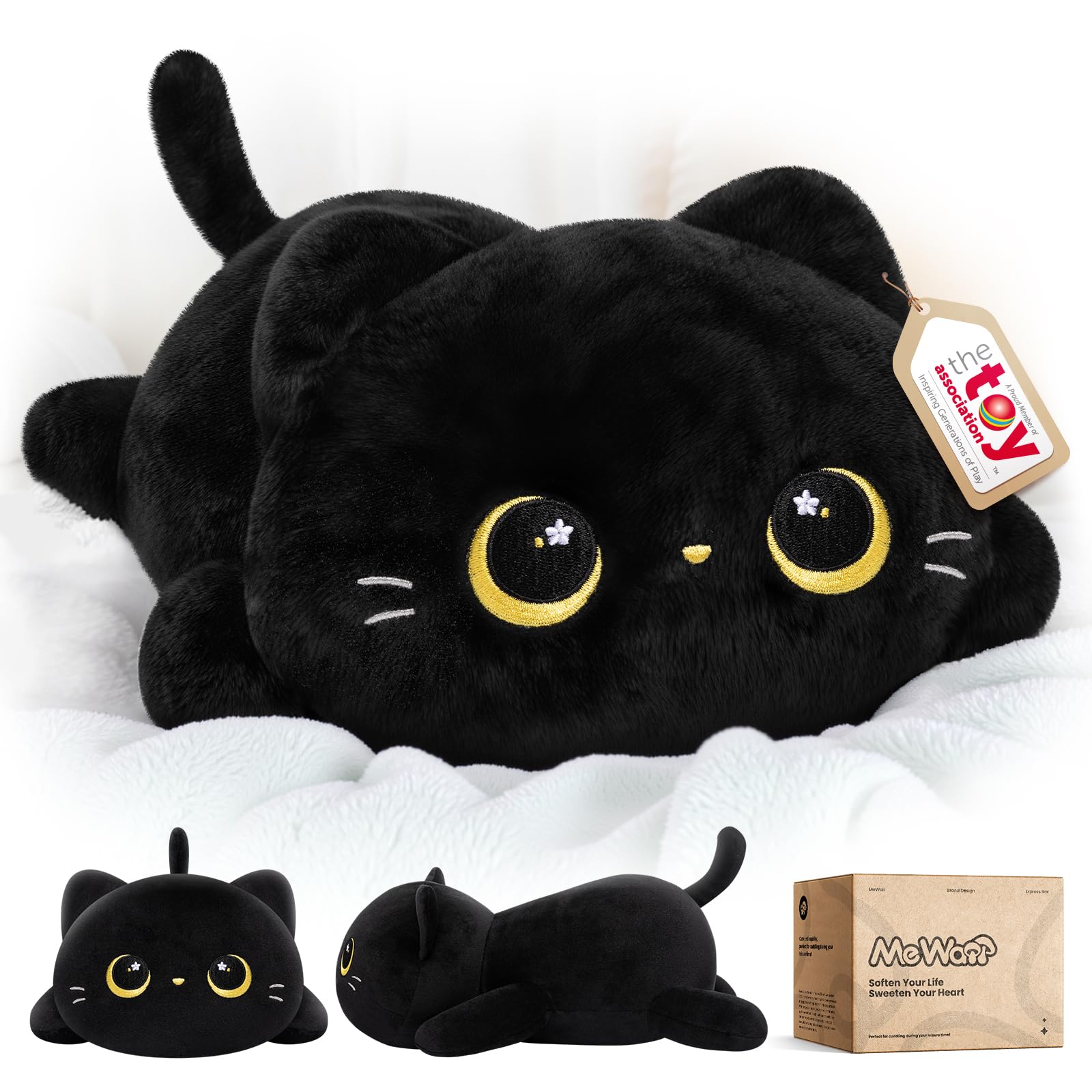 Mewaii Black Cat Plush Pillow Cute Plushies, Squishy & Huggable, 13 in | Cuddly 