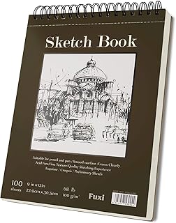 Fuxi 9" x 12" Sketch Book_Top Spiral Bound Sketchbook_100Sheets 68lb/100gsm | Art Sketch Pads for Drawing, Acid-Free Drawing Paper Pad for Kids, Students, Artists & Beginners, Art Supplies for Adults