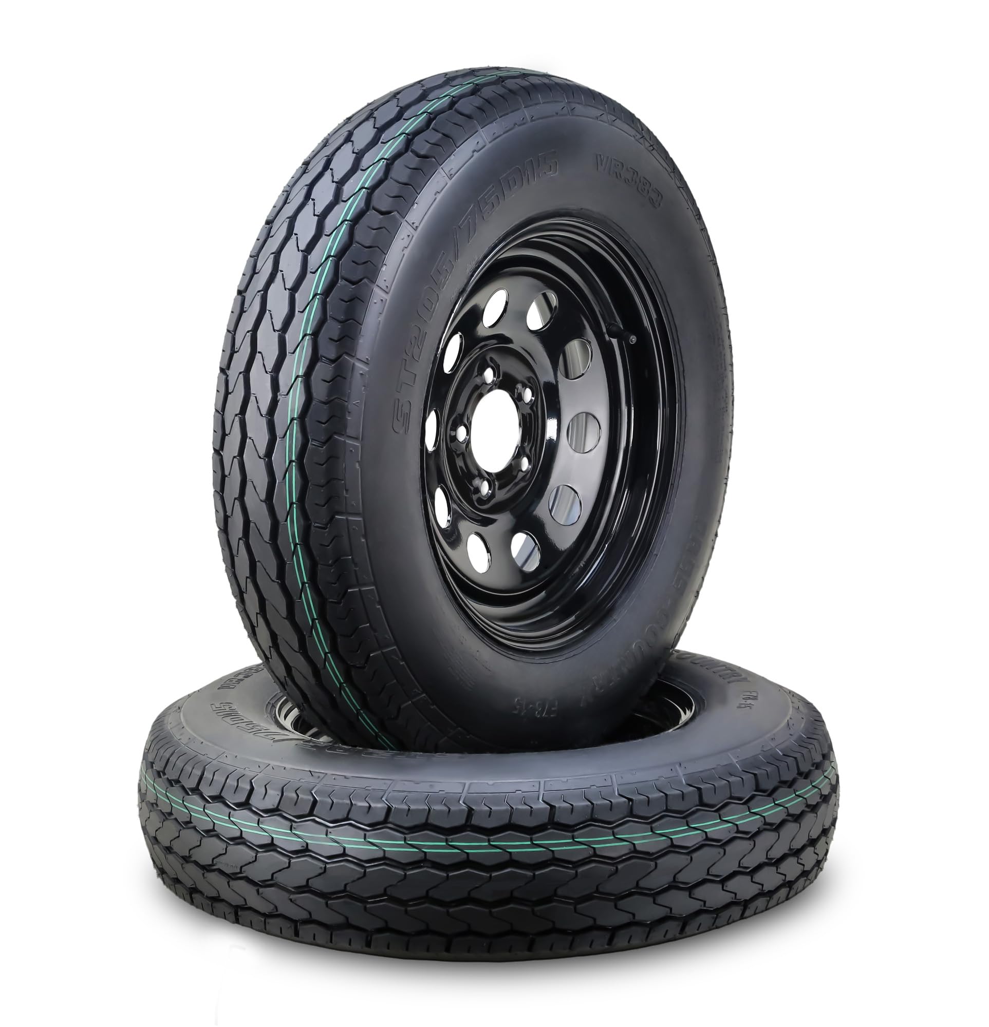 Free Country Trailer Tire Wheel ST205/75D15 6PR C 101L 5X4.5 Black Mod, Pk2 | 5 
