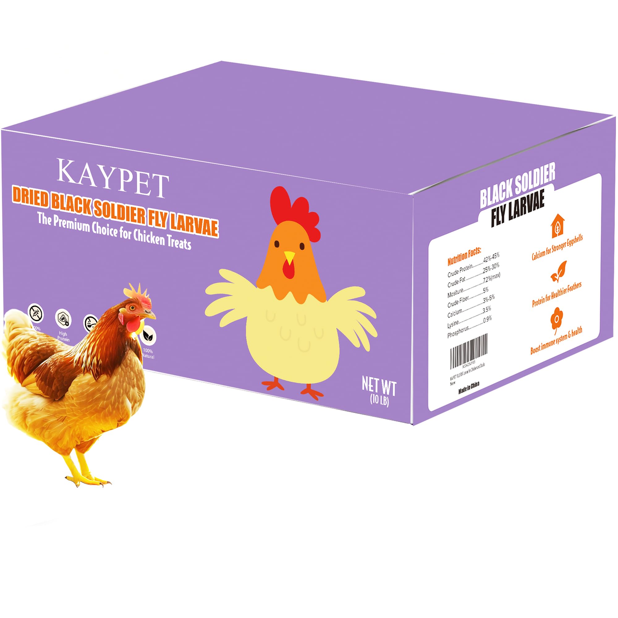 KAYPET Dried Black Soldier Fly Larvae 10LB for Chicken Ducks and Wild Birds | Pu